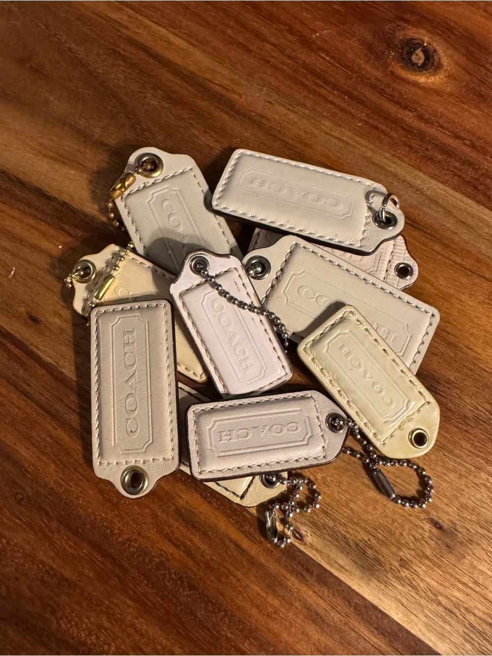 COACH 10 random Cream/white Leather hang tag bundle